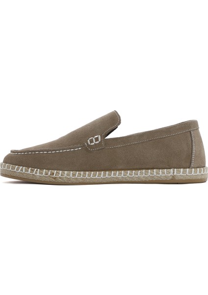 Erkek Bej Süet Deri Espadril 25SFD660210