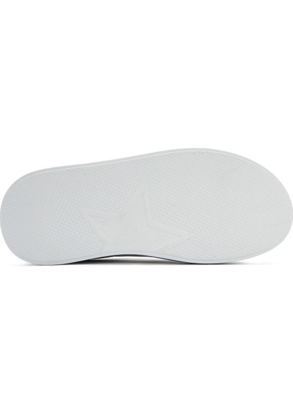 Kadın Beyaz Beğcıklı Kalın Tabanlı Deri Sneaker 25SFD371418