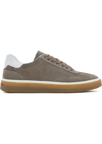 Erkek Bej Bağcıklı Süet Deri Sneaker 25SFD641910