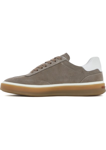 Erkek Bej Bağcıklı Süet Deri Sneaker 25SFD641910