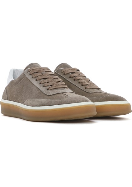 Erkek Bej Bağcıklı Süet Deri Sneaker 25SFD641910