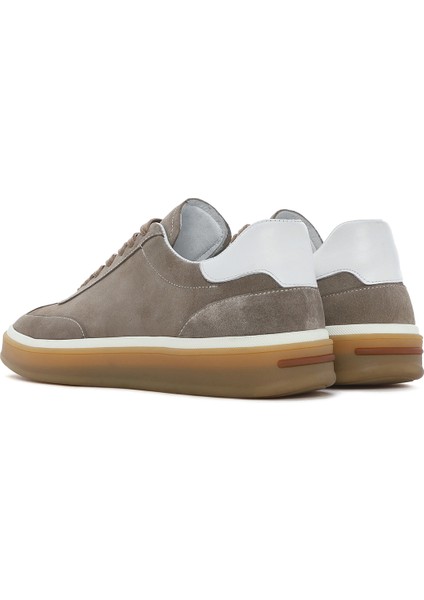 Erkek Bej Bağcıklı Süet Deri Sneaker 25SFD641910