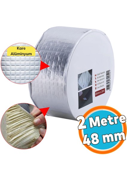 Izolasyon Ses Su Yalıtım Çamur Bant Çatı Tamir Sakız Bandı Gri 48 mm x 2 Metre 1 Adet