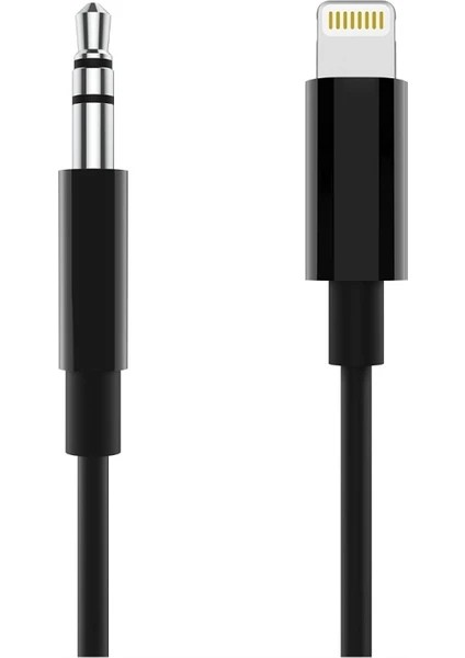iPhone Uyumlu Lightning 3.5 mm Aux Çevirici Kablo Siyah 1 mt