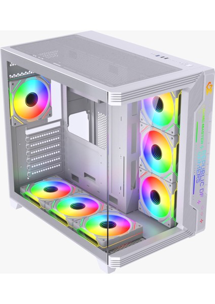 F7-Pro Argb Ön Panel 7 Argb Fan Kumandalı Argb Kontrolcü Atx Gaming Beyaz Bilgisayar Kasası