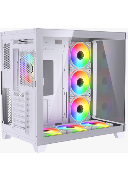 F7-Pro Argb Ön Panel 7 Argb Fan Kumandalı Argb Kontrolcü Atx Gaming Beyaz Bilgisayar Kasası