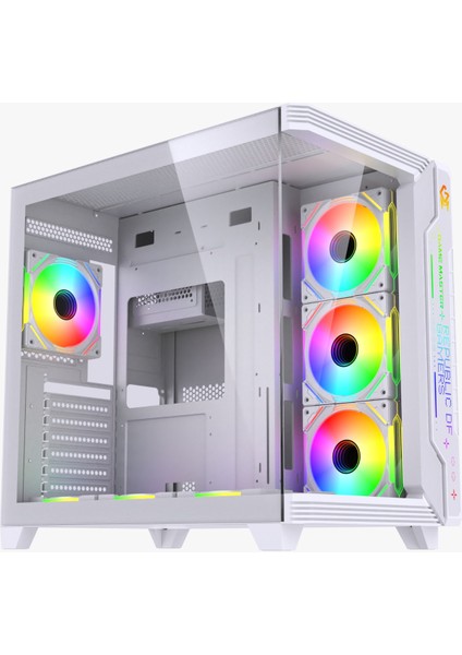 F7-Pro Argb Ön Panel 7 Argb Fan Kumandalı Argb Kontrolcü Atx Gaming Beyaz Bilgisayar Kasası