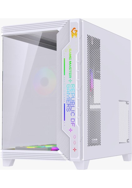 F7-Pro Argb Ön Panel 7 Argb Fan Kumandalı Argb Kontrolcü Atx Gaming Beyaz Bilgisayar Kasası