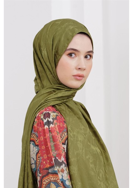 Floş Jakar Mermer Haki Şal modelleri