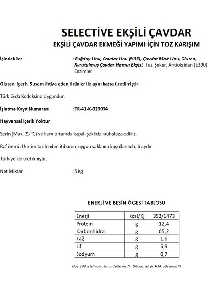 Ekşili Çavdar Ekmek Karışımı fırsatları