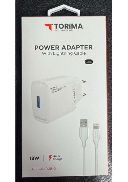 C18L Beyaz Lightning Şarj-Data Kablosu ve Adaptörü