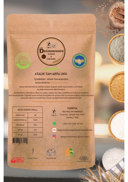 Organik Atalık Tam Arpa Unu - 1 Kilo