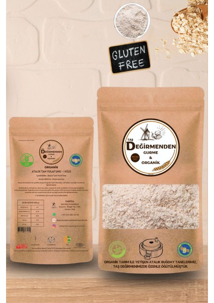 Organik Atalık Tam Yulaf Unu (Gluten İçermez) - 1 Kilo