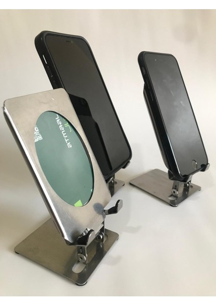 Resimlikli Telefon Tablet Standı. Çok Açı Ayarlı Yaylı Tutamaçlı, Açı Sabitlemeli Stant