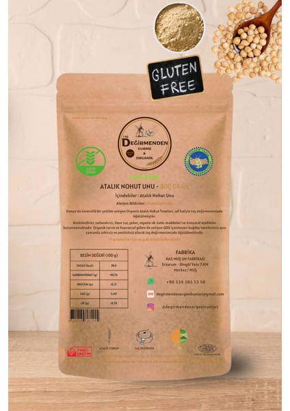 Organik Atalık Nohut Unu (Gluten İçermez) - 300 Gram fiyatları