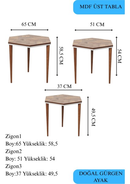 Mira Serisi Mdf Ceviz Renk Gürgen Ayak Orta Sehpa,yan Sehpa,zigon Sehpa