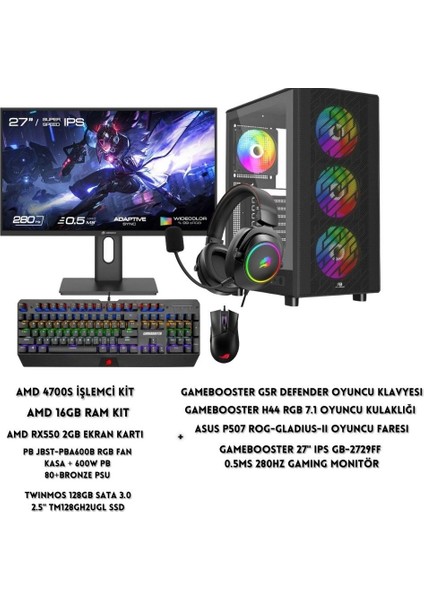 Pb A600B Rgb Kasa Amd Ryzen 4700S 16 GB 128 GB SSD RX550 2 GB W11 Pro + Full Set fiyatları