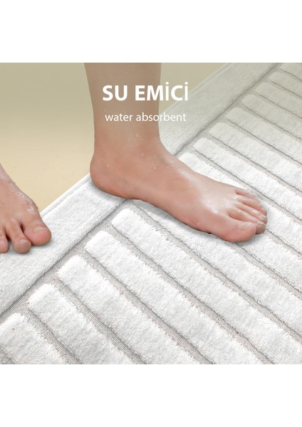 Line Köşeli Krem 2'li %100 Pamuk Banyo Halısı Paspası Seti Klozet Takımı fiyatları