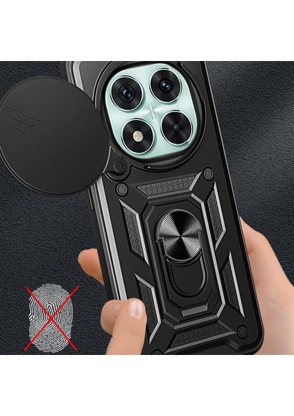 Xiaomi Redmi Note 14 Pro 4g Kılıf Kamera Korumalı Sürgülü Yüzüklü Armor Military Tank Kızaklı Kapak