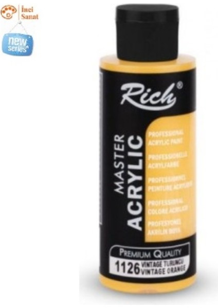 Vintage Turuncu Boya Akrilik 120CC Master N:1126 Yoğun Pigment ve Üstüm Kapatıcılık
