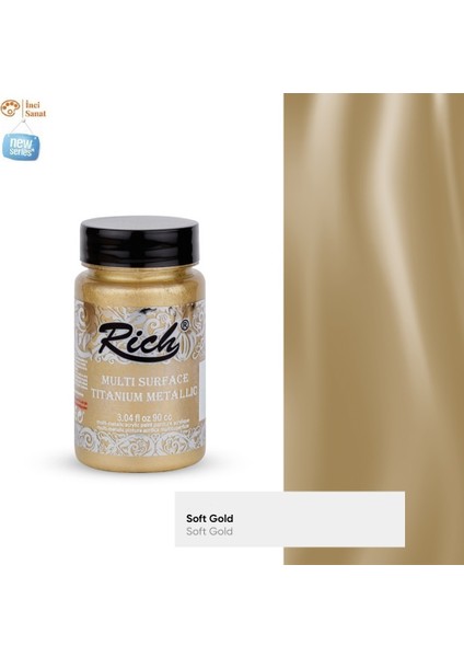 Metalik Soft Gold Altın Multi Surface Titanium Akrilik Boya 90CC