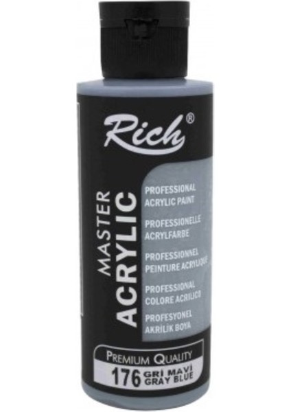 Gri Mavi Boya Akrilik 120CC Master N:176 Yoğun Pigment ve Üstüm Kapatıcılık