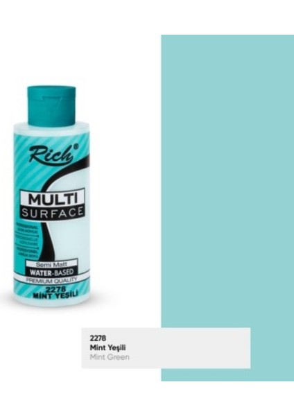Multi Surface Mint Yeşili N:2278 Her Yüzey Akrilik Boya (CAM,AHŞAP,TUVAL,SERAMIK,PLASTIK,DUVAR)120CC