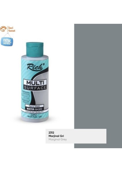 Multi Surface Marjinal Gri N:2312 Her Yüzey Akrilik Boya (Cam,ahşap,tuval,seramik,plastik) 120CC