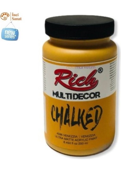 Venezzia Multi Decor Chalked N:4596 Her Yüzey Akrilik Boya Ipeksi Pastel Mat Görünüm 250CC