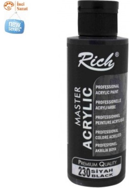 Siyah Boya Akrilik 120CC Master N:230 Yoğun Pigment ve Üstüm Kapatıcılık