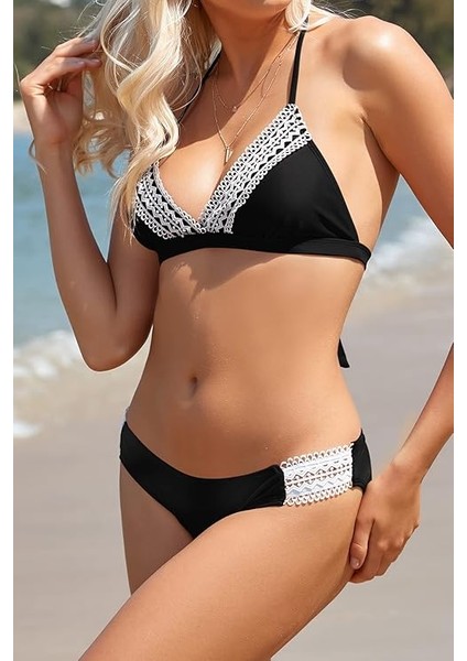 Shekını Dantel Halter Bikini Takımı Üçgen Tığ Işi Mayo Cheeky Tie 2 Parça Mayo Mayo modelleri