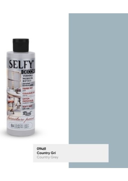 Country Grey Selfy Decor Kendinden Vernikli Boya N:864 Su Bazlı Akrilik Mobilya Her Yüzey 240CC