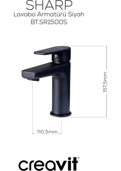 Sharp Lavabo Armatürü Mat Siyah