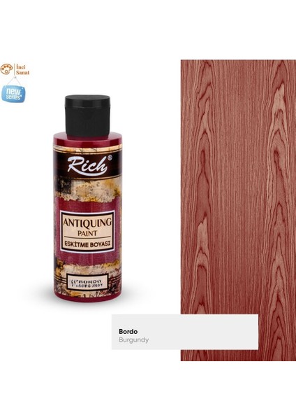 Eskitme Boyası Antiquing Bordo N:1612 Su Bazlı Akrilik Tüm Yüzey 120ML