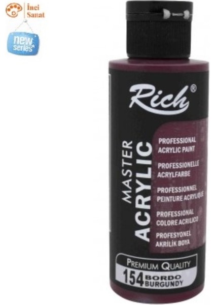 Bordo Boya Akrilik 120CC Master N:154 Yoğun Pigment ve Üstüm Kapatıcılık