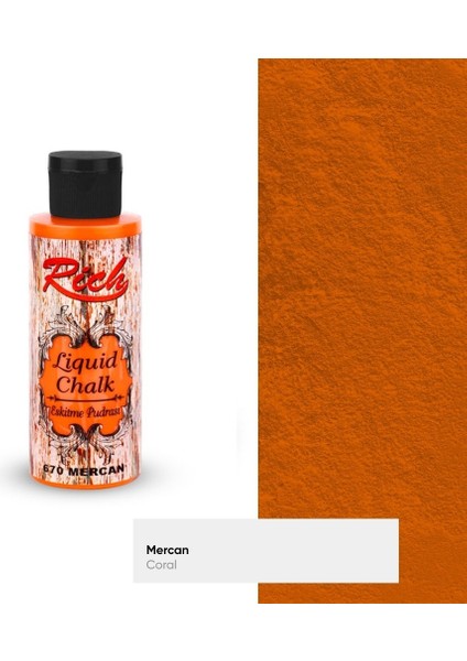Eskitme Pudrası Liquid Chalk Mercan N:670 Akrilik Tüm Yüzey 120ML