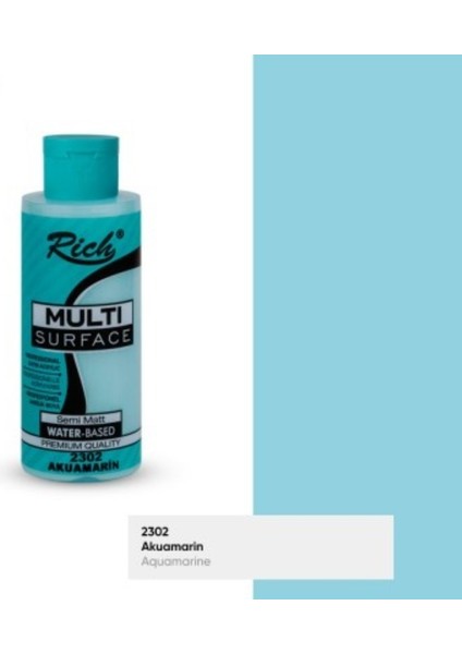 Multi Surface Akuamarin N:2302 Her Yüzey Akrilik Boya (Cam,ahşap,tuval,seramik,plastik) 120CC