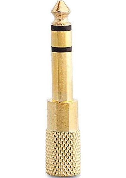 6.3 Mm Stereo Erkek / 3.5 Mm Stereo Dişi Sarı Metal Gold Jack Fiş Çevirici