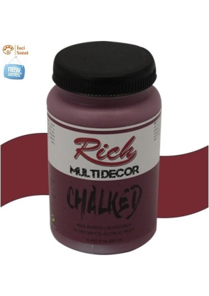 Bordo Multi Decor Chalked N:4532 Her Yüzey Akrilik Boya Ipeksi Pastel Mat Görünüm 250CC
