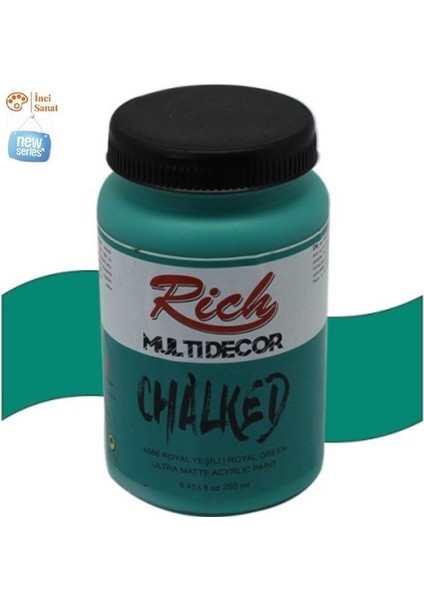 Royal Yeşil Multi Decor Chalked N:4566 Her Yüzey Akrilik Boya Ipeksi Pastel Mat Görünüm 250CC