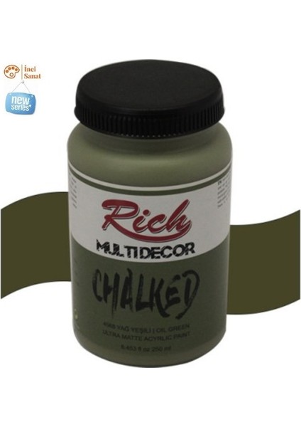 Yağ Yeşili Multi Decor Chalked N:4568 Her Yüzey Akrilik Boya Ipeksi Pastel Mat Görünüm 250CC