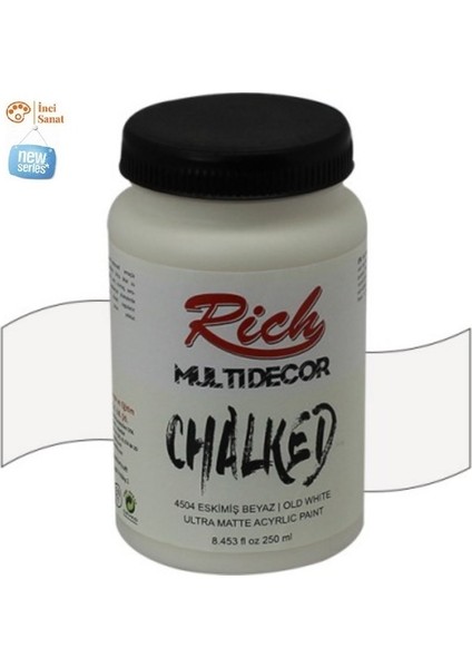 Eskimiş Beyaz Multi Decor Chalked N:4504 Her Yüzey Akrilik Boya Ipeksi Pastel Mat Görünüm 250CC