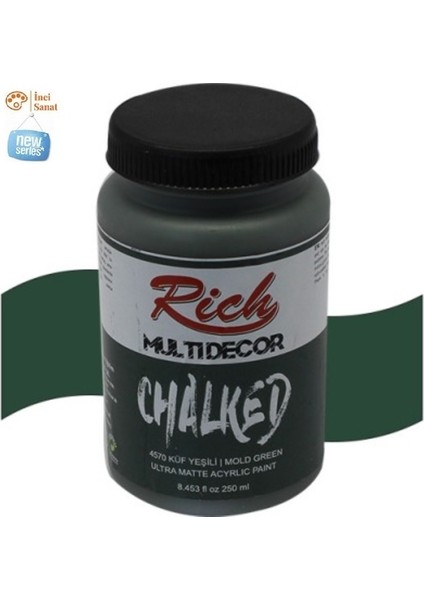Küf Yeşili Multi Decor Chalked N:4570 Her Yüzey Akrilik Boya Ipeksi Pastel Mat Görünüm 250CC