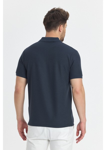 Walfer Erkek Lacivert Likralı Pamuk Karışımlı Yaka Detaylı Slim Fit Kıvrılmaz Yaka Polo Yaka Tişört fırsatları