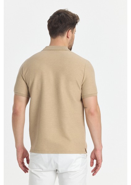 Nikol Erkek Camel Likralı Pamuk Karışımlı Melanj Efektli Slim Fit Kıvrılmaz Yaka Polo Yaka Tişört fırsatları