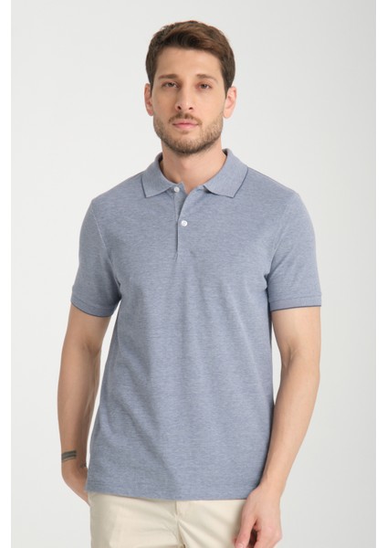 Boggee Pedso Erkek Antrasit Italyan Yaka Çekmez Likralı %100 Pamuklu Kumaş Slim Fit Polo Yaka Tişört