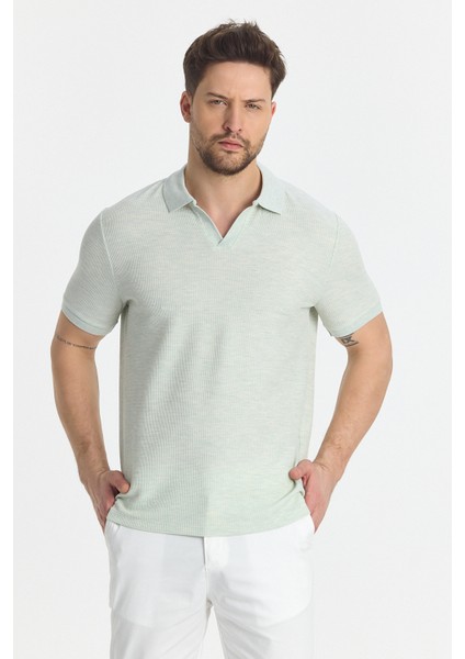 Nikol Erkek Mint Likralı Pamuk Karışımlı Esneyen Kumaş Spor Yaka Slim Fit Polo Yaka Tişört fiyatları