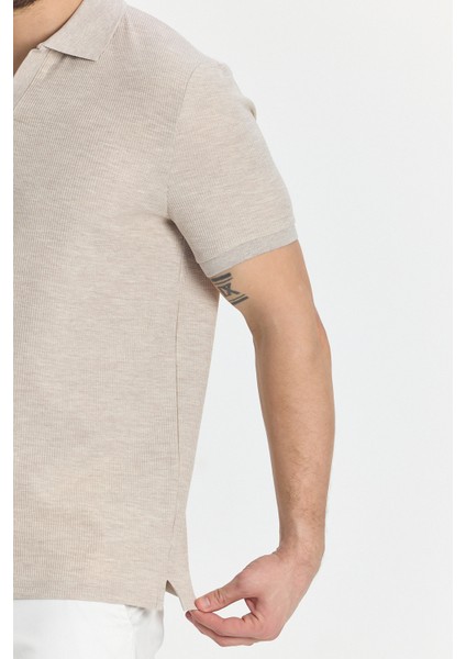 Nikol Erkek Vizon Likralı Pamuk Karışımlı Esneyen Kumaş Spor Yaka Slim Fit Polo Yaka Tişört fırsatları