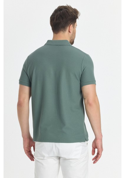 Walfer Erkek Yeşil Likralı Pamuk Karışımlı Yaka Detaylı Slim Fit Kıvrılmaz Yaka Polo Yaka Tişört fırsatları