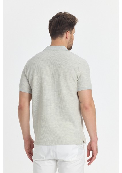 Nikol Erkek Gri Likralı Pamuk Karışımlı Melanj Efektli Slim Fit Kıvrılmaz Yaka Polo Yaka Tişört fırsatları